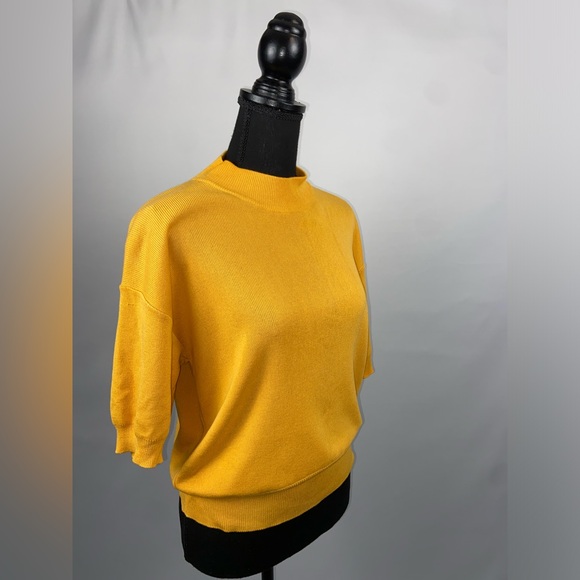 Sweater Mock Turtleneck Medium Golden Yellow Vintage Rena Rowan for Saville - Picture 3 of 10